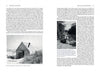Two pages from "The Watch at Peaked Hill" by Schiffer Publishing, Ltd.: one page shows a Cape Cod dune shack with dunes, the other depicts a figure walking a sandy, tree-lined path—both evoke Provincetown memoir themes with black-and-white photos.