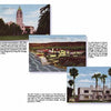 Snapshots of San Diego" by Schiffer Publishing, Ltd. features three vintage postcards of iconic California sites—a towered school, a coastal tennis club by La Jolla Cove, and a palm-lined white art center—ideal for San Diego travel fans.