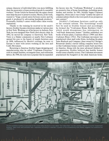 “Living Crafts, Historic Tools” by Schiffer Publishing, Ltd.: A black-and-white photo of a traditional American craftsman’s workshop displays neatly arranged saws and clamps on the wall above a workbench, with text printed above the image.
