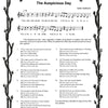 A page from The Big Book of Flax by Schiffer Publishing, Ltd. shows music titled The Auspicious Day, with notation above lyrics, framed by black branches and decorative elements like those on antique linen collectibles.