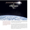 The International Space Station orbits above Earth, revealing the planet's blue and white curve, featured in "From Space to Earth" by Schiffer Publishing, Ltd., a book on space exploration and technology advances.