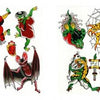 Classic Flash 3 by Schiffer Publishing, Ltd. features colorful, traditional American tattoo flash designs with dynamic frogs, a bat, a spider, a lion, a dragon, and various other mythical or animal-inspired creatures.