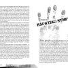In Under Spiritual Siege by Schiffer Publishing, Ltd., two pages appear: the left covers addiction and self-destruction, while the right shows a gray handprint behind “Chapter Five: Haunting Symptoms,” exploring spiritual protection from ghosts and demons.