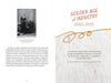 A spread from Schiffer Publishing, Ltd.'s Wool shows a sepia photo of Henry & Nellie Wheelock Richardson, text on U.S. wool production, and a wool texture background with a quote, titled GOLDEN AGE OF INDUSTRY 1890–1920.