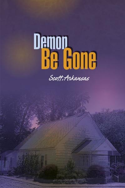 Book cover for Supernatural Arkansas shows a small white church among trees with a purple-orange sky. Fouke Monster echoes add intrigue to this Arkansas paranormal mystery by Schiffer Publishing, Ltd., whose name appears under the title.