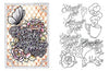 From Schiffer Publishing, Ltd.’s Tattoo Lettering & Banners: a coloring page with a butterfly and roses plus "La Vie en Rose" script on the left, and banner lettering, roses, a steaming mug, and a frog outline on the right—ready to color.