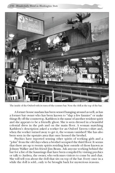 A man at a bar, rumored to attract Pacific Northwest spirits, ponders the mysteries found in "Pacific Northwest Haunts" by Schiffer Publishing, Ltd.