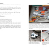 A page from "Knifemaking for Beginners" by Schiffer Publishing, Ltd. displays hand tools like files, a saw, clamps, and measuring tools on a table. Photos show tool setups and using clamps while crafting a fixed-blade knife.