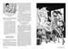 A black-and-white magazine spread from Schiffer Publishing’s "Eric Stanton & the History of the Bizarre Underground" shows an artist at work on the left and, on the right, two dominant women restraining a man, Stanton-style. Both pages feature text columns.