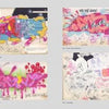 A collage inspired by NYC subway graffiti, with abstract shapes, bold lettering, vibrant reds, blues, purples, and greens, plus signatures like DON 1 MAFIA—featured in "Don1, The King from Queens" by Schiffer Publishing, Ltd.