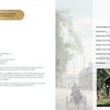 On the left, Newport Mansions by Schiffer Publishing, Ltd. shows copyright and publication info; the right page's table of contents overlays historic buildings and a Gilded Age Newport mansion, evoking vintage postcard style.