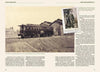 On the left page of Lincoln's Funeral Train by Schiffer Publishing, Ltd., a sepia photo shows Lincoln’s funeral train car by a wooden building; opposite, a faded couple’s portrait and handwritten note overlay text on a beige background, echoing history.