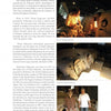 A page from "The Golden Age of Karatsu Stoneware" by Schiffer Publishing, Ltd. features the Nakazato family's history, with three photos: a man at a kiln, kiln interiors, and two men together—showcasing kilns used for tea ceremony Karatsu ware.