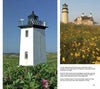 Provincetown Perspectives by Schiffer Publishing, Ltd. features photos of a white lighthouse amid pink flowers and grass, plus another Cape Cod lighthouse with an attached house near yellow wildflowers under a blue sky.