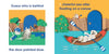 Guess Who Is behind the Door" by Schiffer Publishing, Ltd.: Two panels show a porcupine and dog near a blue door with paint roller, while a sea otter in a canoe introduces early colors and numbers in this multilingual children’s book.