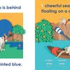 Guess Who Is behind the Door" by Schiffer Publishing, Ltd.: Two panels show a porcupine and dog near a blue door with paint roller, while a sea otter in a canoe introduces early colors and numbers in this multilingual children’s book.