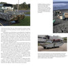 A magazine spread from Schiffer Publishing, Ltd.'s "The GMC DUKW" features text and four photos of WWII DUKW amphibious vehicles on land and beaches—some restored at events or museums, with people visible near the vehicles in two images.