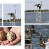 Inside an Osprey's Nest from Schiffer Publishing, Ltd. presents images of people on a ladder at an osprey nest, close-ups of eggs, and an osprey soaring over water, with the Chesapeake Conservancy Osprey Nest Cam and tree-lined shoreline in view.
