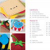 A collage of vibrant hand-sewn projects—tiger, sandwich, bee, tomato, pincushion, and heart—appears beside the contents of Sewing Simple Softies with 17 Amazing Designers by Schiffer Publishing, Ltd., featuring fun kid-friendly felt crafts.
