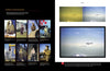 A book spread from "The 8th Army Air Force in Color" by Schiffer Publishing, Ltd. shows restored WWII pilot and crew photos with captions on the left, and vivid images of airborne planes in formation over clouds on the right.