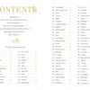 Table of contents for The Creativity Oracle by Schiffer Publishing, Ltd., featuring sections like the introduction, deck instructions, and a numbered list of 80 themes such as Fear, Push, Risk, Curiosity, Cooperation, and Vision.