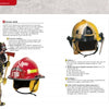 A page from Schiffer Publishing, Ltd.'s "Study Guide for Marine Fire Prevention, Firefighting, & Fire Safety" shows a firefighter mannequin in full gear and describes marine firefighting outfits and STCW-compliant helmet features.