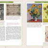 A two-page spread from *The Graphic Flower* by Schiffer Publishing, Ltd. features text with color and black-and-white sunflower and daisy artworks, a historical document, captions, and sections titled “The Graphic Flower” and “Sunflowers.”.
