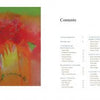 The left side features a vibrant abstract inspired by Contemporary Cape Cod Artists from Schiffer Publishing, Ltd., with bold reds, oranges, and greens; the right shows a black table of contents on a white background.