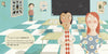 Two adults look upset in a classroom as a child stands alone by the door. Desks, bug and fish posters, a chessboard floor, and a blackboard set the scene—ideal for "The Magic in a Smile" from Schiffer Publishing, Ltd., about emotional management.