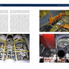 A spread from "The MiG-29" by Schiffer Publishing, Ltd., features technical descriptions and three photos showcasing exposed jet engine machinery and landing gear assemblies of this iconic Soviet fighter aircraft.