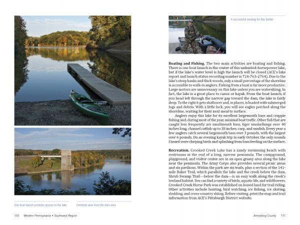 Experience Pennsylvania's Preserved Lands by Schiffer Publishing, Ltd.—peaceful rivers, kayaks on shore, concrete boat launches, distant dams amidst old-growth forests, and fishermen on rocky banks make it perfect for outdoor recreation.