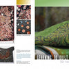 A magazine spread for Schiffer Publishing, Ltd.'s Japanese Contemporary Quilts and Quilters shows modern Japanese quilts—a floral quilt, circular patterns, and a bird—under the headline Learning to Quilt in Japan: Two Schools of Thought.