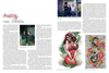 The two-page spread for "Slave to the Needle" by Schiffer Publishing, Ltd. features left-page '90s history, text, a photo of two men, and a vintage Seattle tattoo shop sign; the right has more text, a duo photo, and striking tattoo art illustrations.