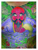 Studying Horiyoshi III by Schiffer Publishing, Ltd. features colorful Japanese tattoo art—a fierce, red-faced man with black beard and gold earrings amid vibrant plants, animals, and swirling purple water—celebrating classic Horiyoshi III style.
