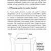 Making Leather Knife Sheaths - Volume 1 by Schiffer Publishing, Ltd. features a page on leather selection for projects, with a labeled hide diagram (neck, shoulders, flanks, croupon) and explains leather working techniques and qualities.