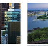 Left: Modern downtown Pittsburgh skyscrapers with unique window patterns. Right: Red incline railway car climbs a hill above a river, yellow bridges, and city skyline—striking images from "Pittsburgh" by Schiffer Publishing, Ltd.