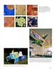 100 Artists of New England" by Schiffer Publishing, Ltd. showcases vibrant abstract map-themed art—oil paintings, sculptures, and a steel map installation—in a gallery and public space where people interact with the works.