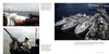 A collage featuring scenes from "PT Boats" by Schiffer Publishing, Ltd.: a PT boat’s wake, a gunner on a WWII US Navy ship, and multiple military ships side-by-side, refueling or transferring supplies at sea.