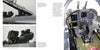 Two close-up photos on the left show the ejection seat of a US Navy F/A-18E/F Super Hornet and EA-18G Growler, while a large image on the right reveals the jet’s detailed cockpit, packed with controls and a green seat cushion.