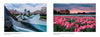 Left: Abstract metal sculpture with the Oregon State Capitol and cherry blossoms. Right: Pink tulip field in Willamette Valley, Oregon, sunset sky and Mount St. Helens. Schiffer Publishing, Ltd.—Willamette Valley, Oregon.