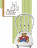 In "Creating Decorative Chairs for Children" by Schiffer Publishing, Ltd., a white wooden chair with a hand-painted teddy bear in red plaid and blue jeans pops against a green striped wall, adding playful charm to any child's room.