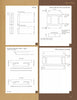 The "Building a Panel Bedroom Suite" manual by Schiffer Publishing, Ltd. features detailed diagrams—Tenons, Bottom Interior Frame, Top Detail (Ogee), and Sides/Back Assembly—with measurements and assembly notes for woodworking tools.