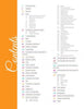 A table of contents page in orange and white from "It's All About the Accessories for the World's Most Fashionable Dolls, 1959-1972" by Schiffer Publishing, Ltd. lists Jewelry, Barbie accessories, Gloves, Hats, Shoes & more with page numbers.