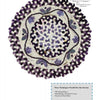 The “Combining Rug Hooking & Braiding” by Schiffer Publishing, Ltd. features a round braided chair pad in purple, cream, and black with a floral leaf border, shown on white with a list of required hooking techniques.