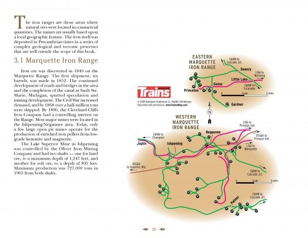 Two maps with colored railway lines in "Mine to Mill" by Schiffer Publishing, Ltd. show Michigan’s Eastern and Western Marquette Iron Range, highlighting their key role in Great Lakes history and the iron ore trade.
