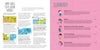 A two-page spread from "Relationship Navigators" by Schiffer Publishing, Ltd.: Left page shows how the book works with headings, short text, images, and icons; right page has a pink background, cartoon characters, and five chapter topics on kids' self-confidence.