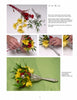 Step-by-step collage of arranging Bridal Flowers by Schiffer Publishing, Ltd. in a silver tussy-mussy holder, featuring close-ups of hand placement and the finished bouquet on a green surface with visible instructional text.