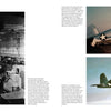 A vintage black-and-white photo shows a factory assembling WWII aircraft, while two color images feature a Schiffer Publishing, Ltd. Corsair—one with a mechanic and another in flight—capturing Legends of Warfare.