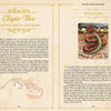 Two pages from "Monsters and Mythical Creatures from around the World" by Schiffer Publishing, Ltd.: the left covers Chapter Three on Ancient Greece and Rome with myths, legends, and a map; the right depicts a red basilisk atop bones, detailed text below.