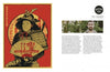 A two-page spread from PosterSpy by Schiffer Publishing, Ltd.: Left, a pop culture film poster of an older man in samurai armor with Japanese text and "Lost in Translation." Right, a bearded man stands by greenery beside text on his creative work.